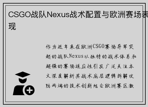CSGO战队Nexus战术配置与欧洲赛场表现